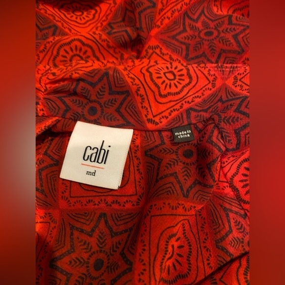 CAbi Sheer Diamond Keyhole‎ Red Women M Blouse Glam Cocktail Party Dinner - Picture 3 of 9